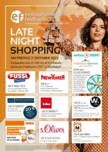 Late Night Shopping, Fr., 7. Oktober 2022, bis 21 Uhr