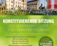 Konstituierende Sitzung, 29. April 2025, Zentrum Feldbach, 19 Uhr