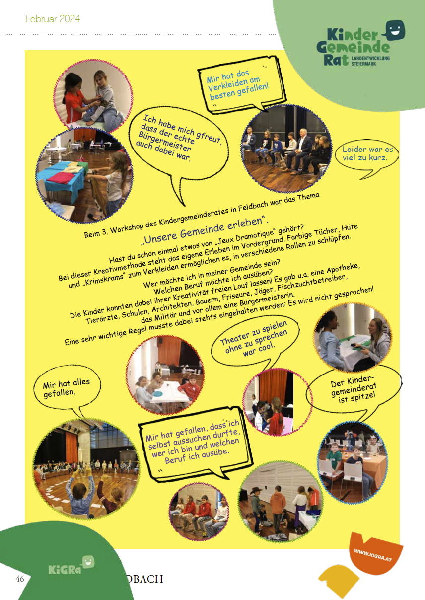 Kindergemeinderat 3. Workshop Zeitungsbericht