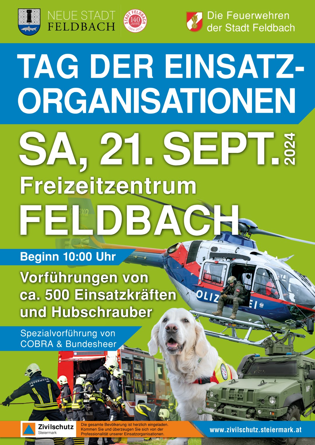 Tag der Einsatzorganisationen, Samstag, 21. September 2024, ab 10 Uhr